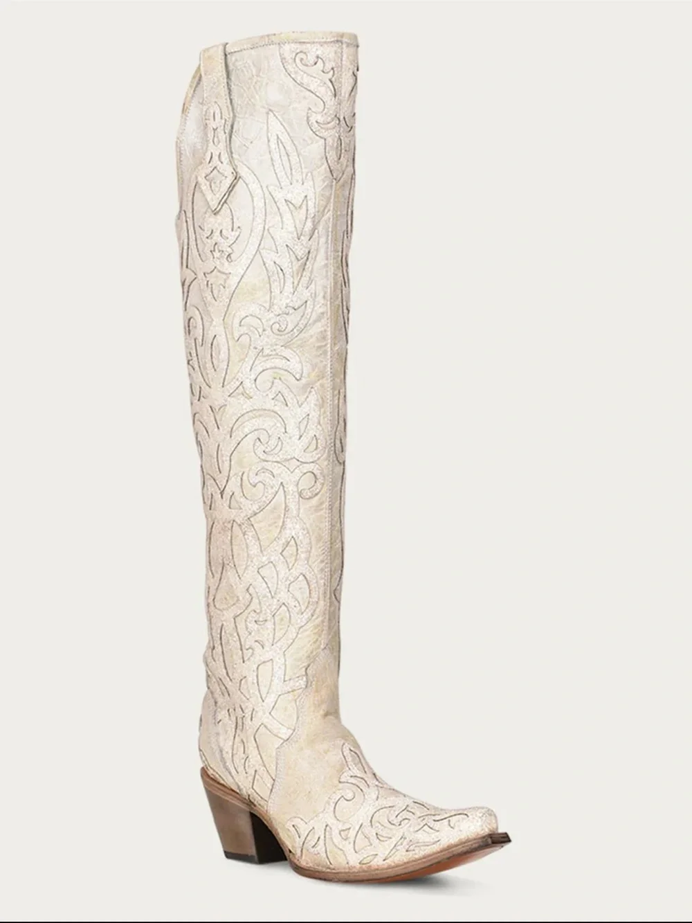 Corral Ivory Embroidered Over-the-Knee Western Boots